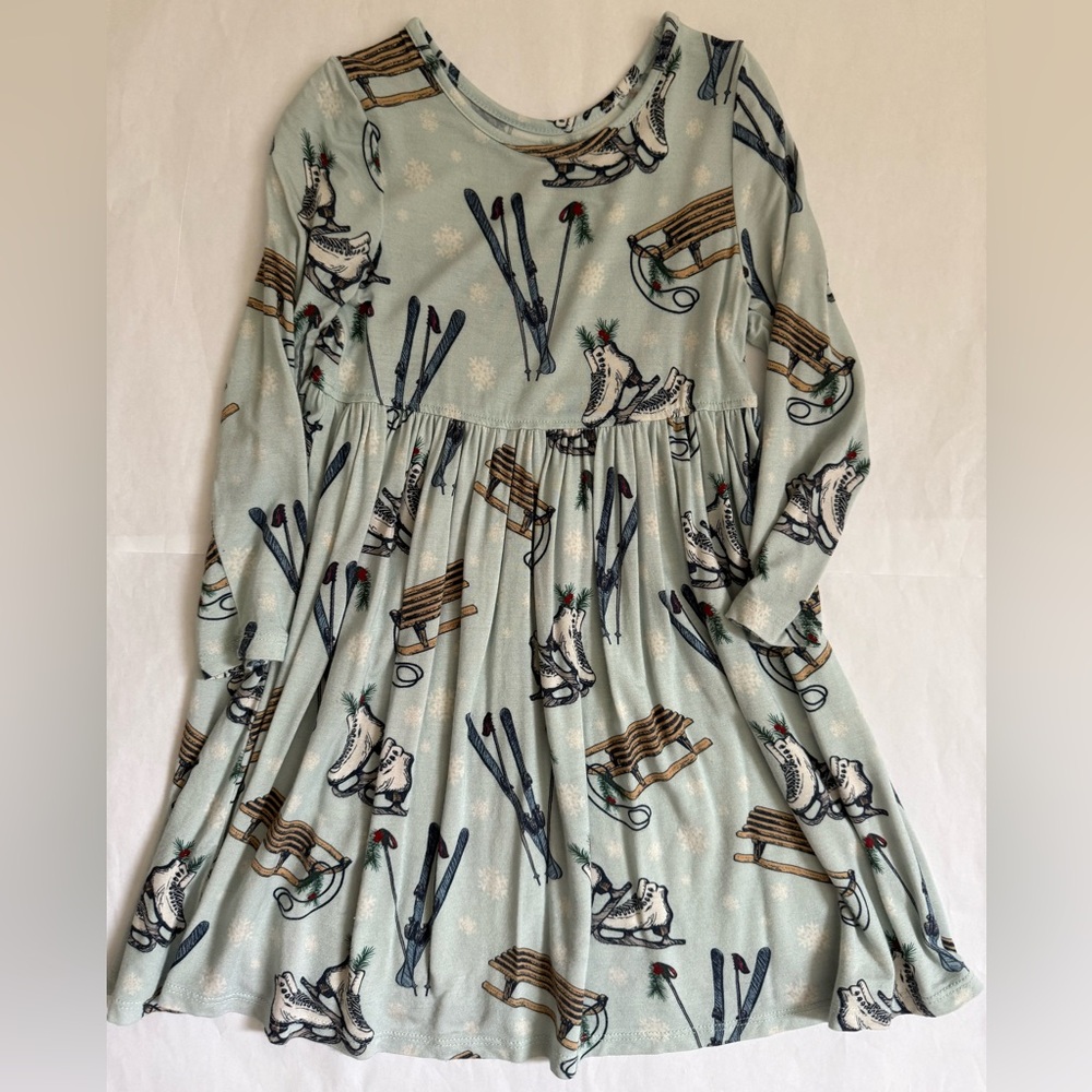 Pink Chicken Blue Winter Sports Dress